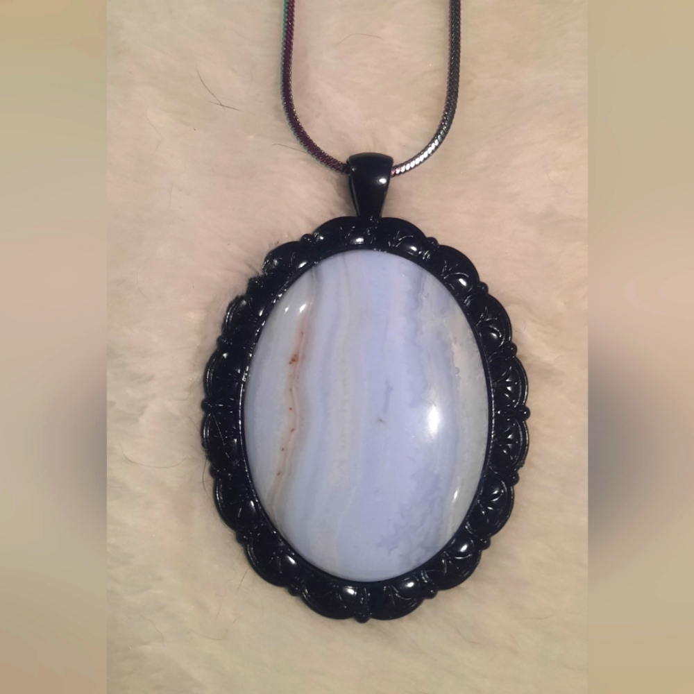 Lake Superior Agate Stone Rock  Necklace